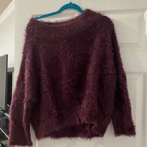 Off the shoulder fuzzy sweater